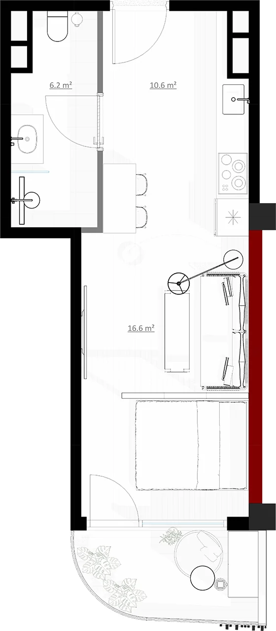 Планировка 1+1, ЖК Idea Panorama II